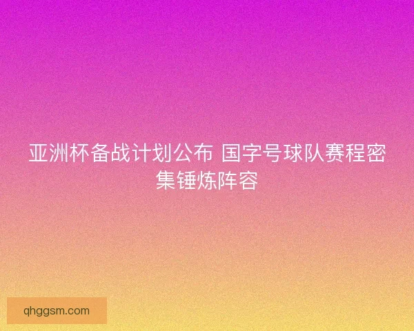 亚洲杯备战计划公布 国字号球队赛程密集锤炼阵容 亚洲杯备战计划公布 国字号球队赛程密集锤炼阵容